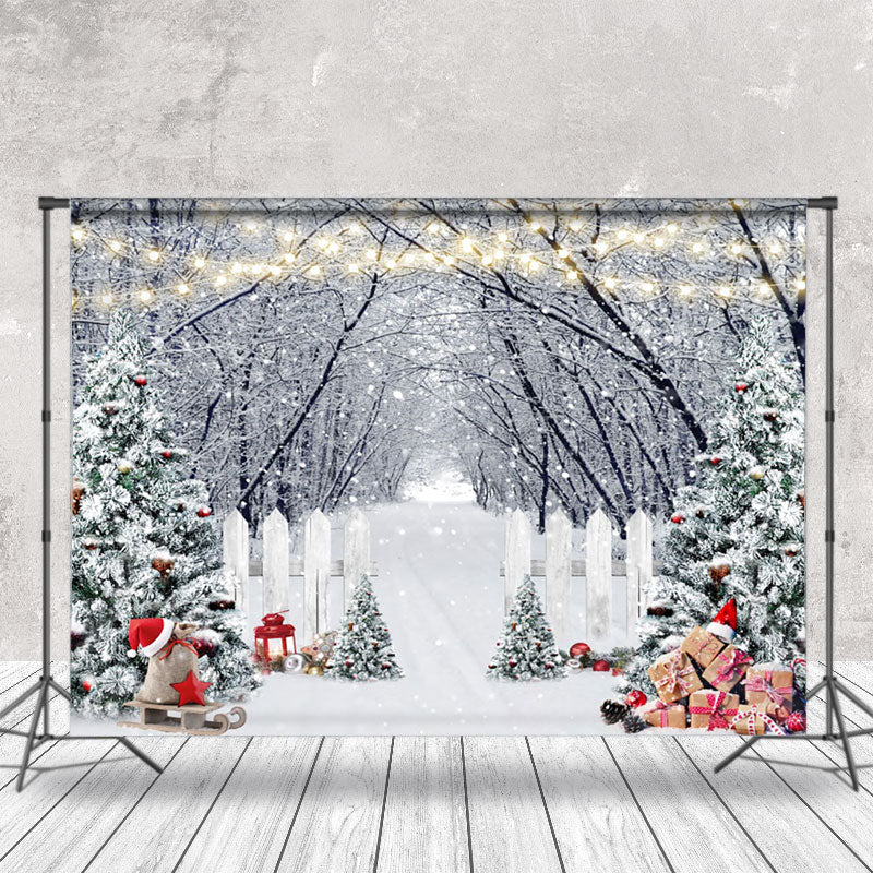 Aperturee - Aperturee Snow Covered Woods Winter Christmas Photo Backdrop