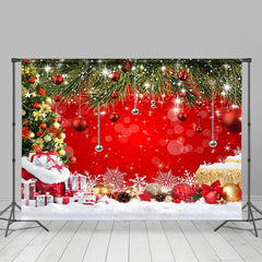 Aperturee - Aperturee Celebrate The Holiday Red Christmas Photo Backdrop