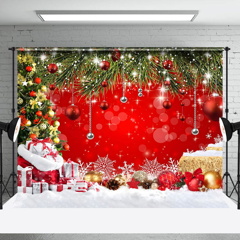 Aperturee - Aperturee Celebrate The Holiday Red Christmas Photo Backdrop