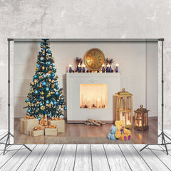 Aperturee - Aperturee Candles Fireplace Christmas Tree Photo Backdrop