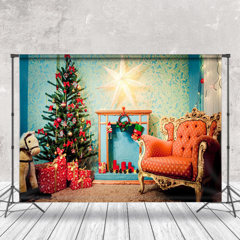 Aperturee - Aperturee Blue Abstract Wall Chair Gift Box Christmas Backdrop