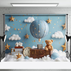 Aperturee - Aperturee Bear Starry Night Hot Air Balloon Cake Smash Backdrop