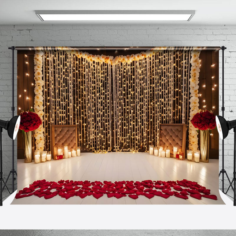 Aperturee - Aperturee Candlelight Lighed Glitter Valentines Day Backdrop