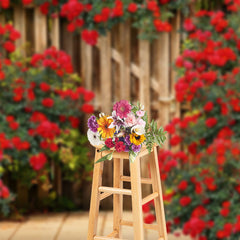 Aperturee - Aperturee Red Rose Wooden Barn Door Valentines Day Backdrop