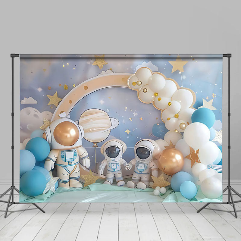 Aperturee - Aperturee Starry Sky Balloons Astronaut Cake Smash Backdrop