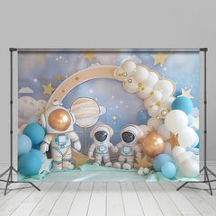 Aperturee - Aperturee Starry Sky Balloons Astronaut Cake Smash Backdrop