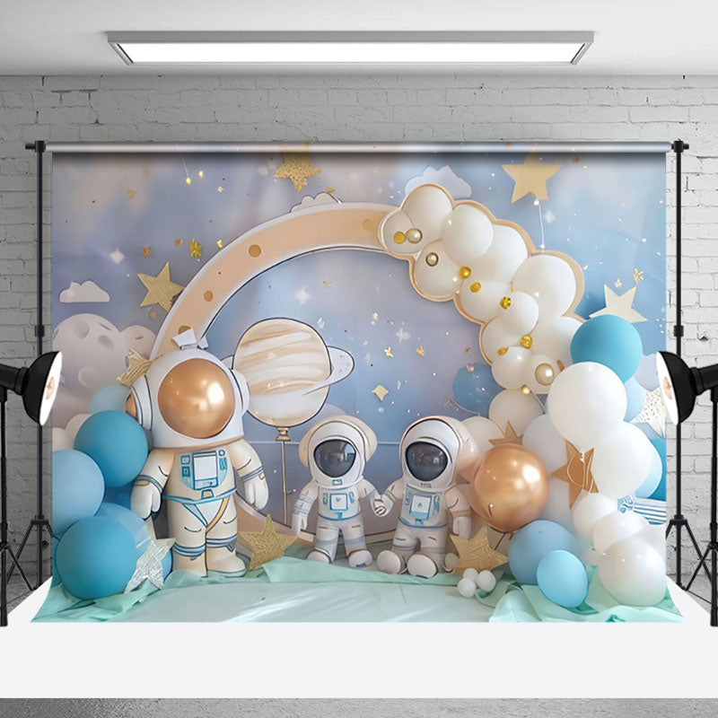 Aperturee - Aperturee Starry Sky Balloons Astronaut Cake Smash Backdrop