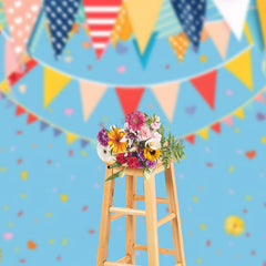 Aperturee - Aperturee Usa Flag Colorful Ribbons Blue Cake Smash Backdrop