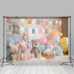 Aperturee - Aperturee Warm Room Colorful Stars Toy Cake Smash Backdrop