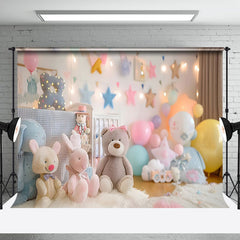 Aperturee - Aperturee Warm Room Colorful Stars Toy Cake Smash Backdrop