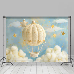 Aperturee - Aperturee Cute Hot Air Balloon Starry Sky Cake Smash Backdrop