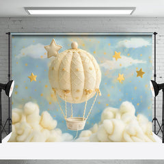 Aperturee - Aperturee Cute Hot Air Balloon Starry Sky Cake Smash Backdrop