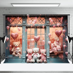 Aperturee - Aperturee Pink Balloons Bear Toy Store Valentines Day Backdrop