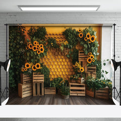 Aperturee - Aperturee Honeycomb Wall Greenery Sunflower Spring Backdrop