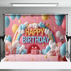 Aperturee - Aperturee Colorful Rainbow Balloons Cloud Cake Smash Backdrop