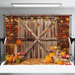 Aperturee - Pumpkin Apple Barn Door Autumn Harvest Photo Backdrop