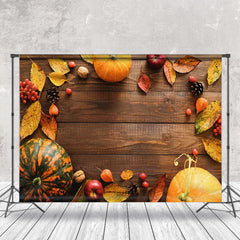 Aperturee - Pumpkin Apple Wood Board Fall Photography Backdrop