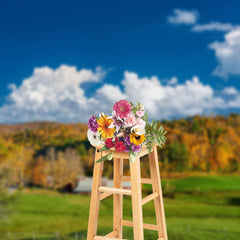 Aperturee - Autumn Colorful Woods Under Blue Sky Photo Backdrop