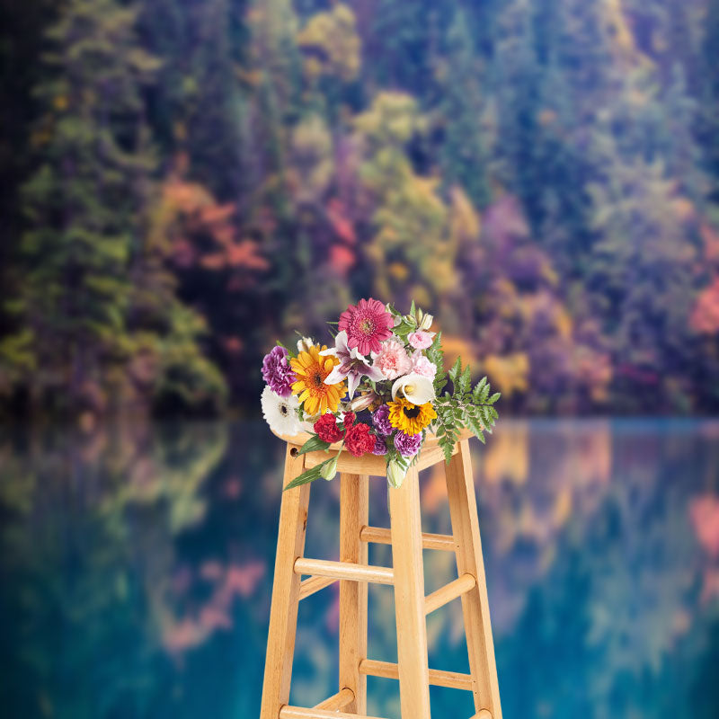 Aperturee - Colorful Forest Reflected In The Water Fall Backdrop