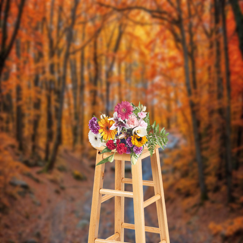 Aperturee - Red Maple Forest Autumn Natural Scenery Backdrop