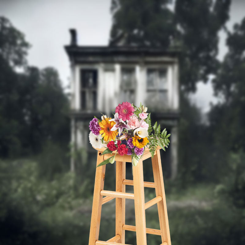 Aperturee - Horror Abandoned Building Outdoor Halloween Backdrop