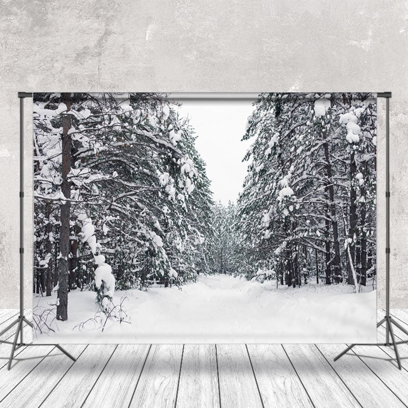 Aperturee - Pine Forest After Heavy Snow Winter Photo Backdrop