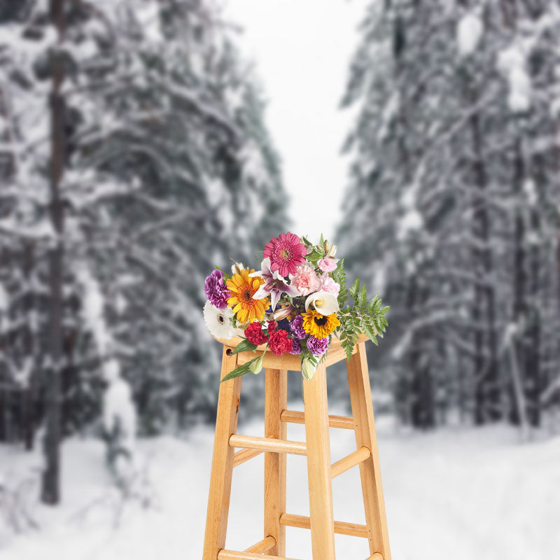 Aperturee - Pine Forest After Heavy Snow Winter Photo Backdrop