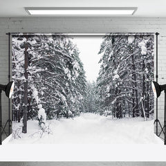 Aperturee - Pine Forest After Heavy Snow Winter Photo Backdrop