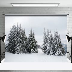 Aperturee - Pine Trees Covered With Snow Photography Backdrop