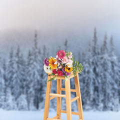 Aperturee - Endless Pine Forest In The Snow Backdrop For Photo