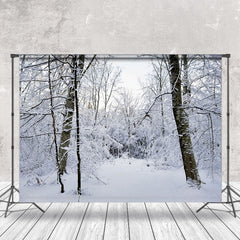 Aperturee - White Forest Snow Natural Scenery Photo Backdrop