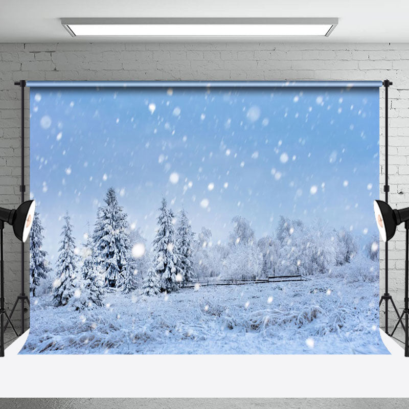 Aperturee - Snowing Heavily In The Pine Forest Photo Backdrop