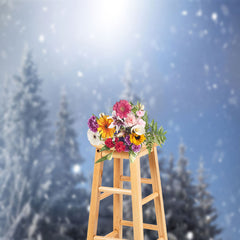 Aperturee - Big Snowy Pine Trees Under Bright Sky Photo Backdrop