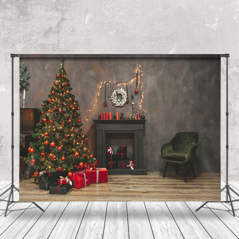 Aperturee - Aperturee Cement Wall Led Light Fireplace Christmas Backdrop