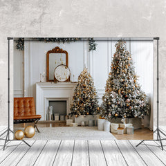 Aperturee - Aperturee Elegant White Wall Mirror Christmas Photo Backdrop