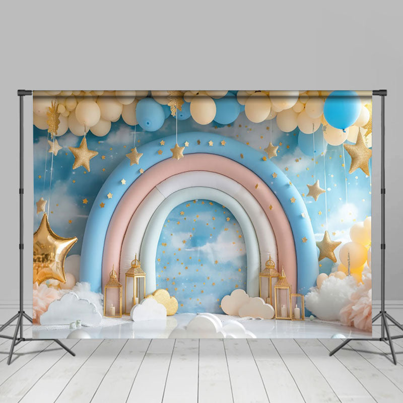 Aperturee - Aperturee Rainbow Arch Balloons Fairy Tale Cake Smash Backdrop