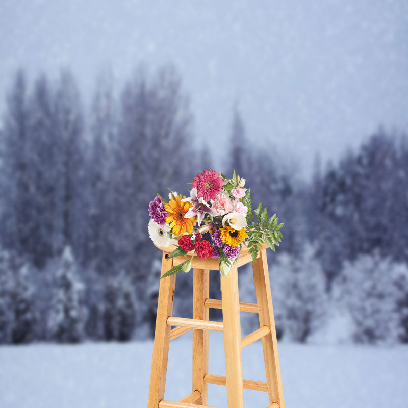 Aperturee - Night Forest Snow Pine Forest Photography Backdrop