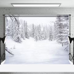 Aperturee - Winter Pines And White Sky Photography Backdrop