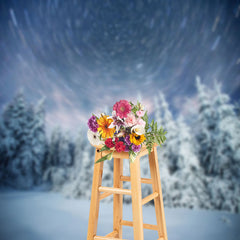 Aperturee - Snowy Pines with Magical Sky Photography Backdrop