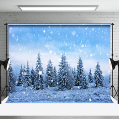 Aperturee - Snow Covered Pines Photography Backdrop Photo Booth