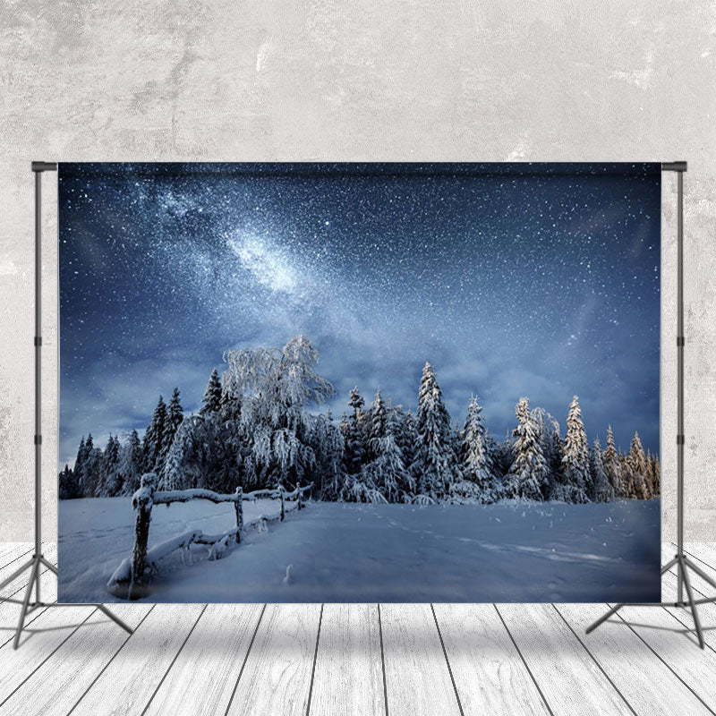 Aperturee - Winter Pines Under Milky Way Photography Backdrop