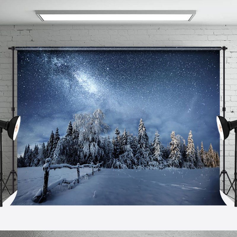 Aperturee - Winter Pines Under Milky Way Photography Backdrop