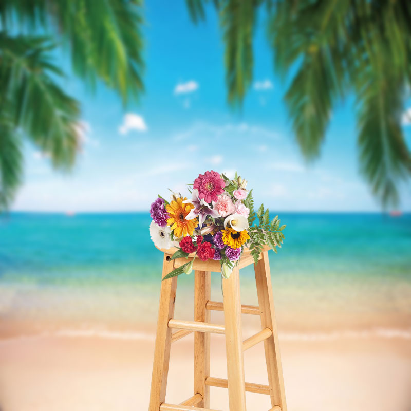 Aperturee - Summer Beach Coconut Leaves Wonderland Photo Backdrop