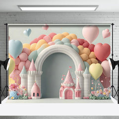 Aperturee - Love Balloon Castle Cake Smash Photography Backdrop