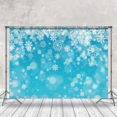 Aperturee - Snowflakes Blue Background Winter Wonderland Backdrop