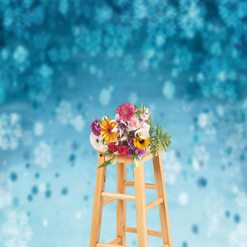 Aperturee - Cartoon Blue Snowflake Texture Photography Backdrop