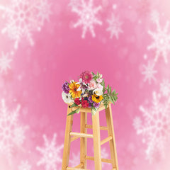 Aperturee - Pink Background Snowflake Bokeh Photo Backdrop