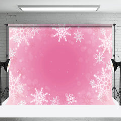 Aperturee - Pink Background Snowflake Bokeh Photo Backdrop