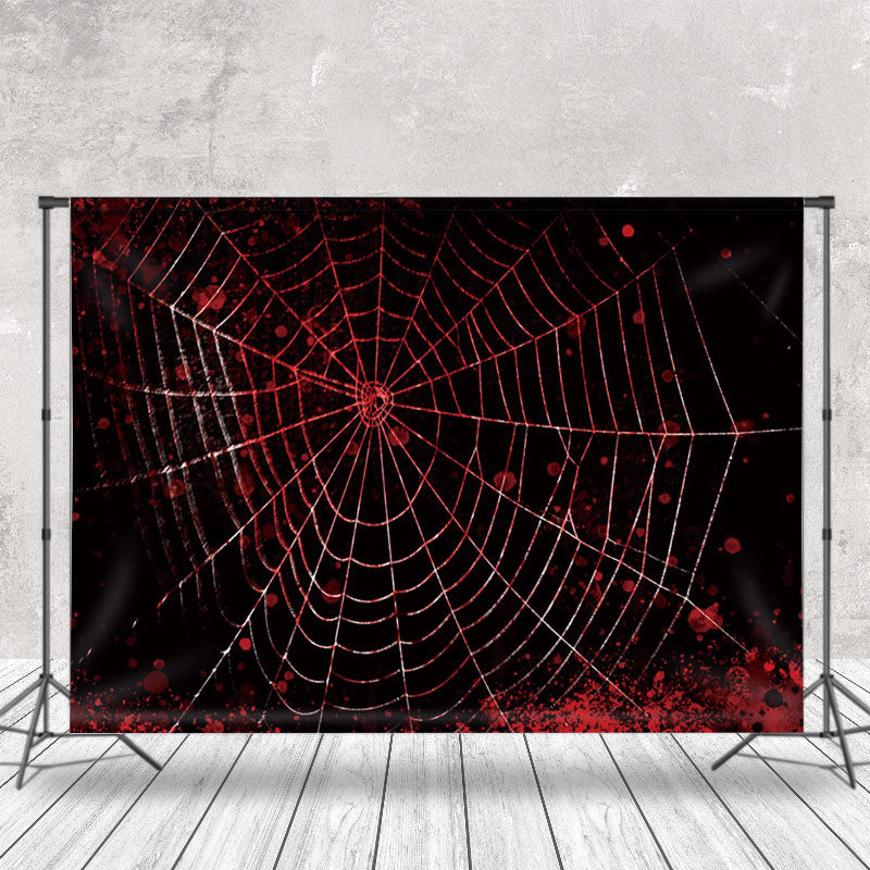 Aperturee - Black Bloody Spider Web Halloween Theme Backdrop