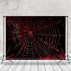 Aperturee - Black Bloody Spider Web Halloween Theme Backdrop